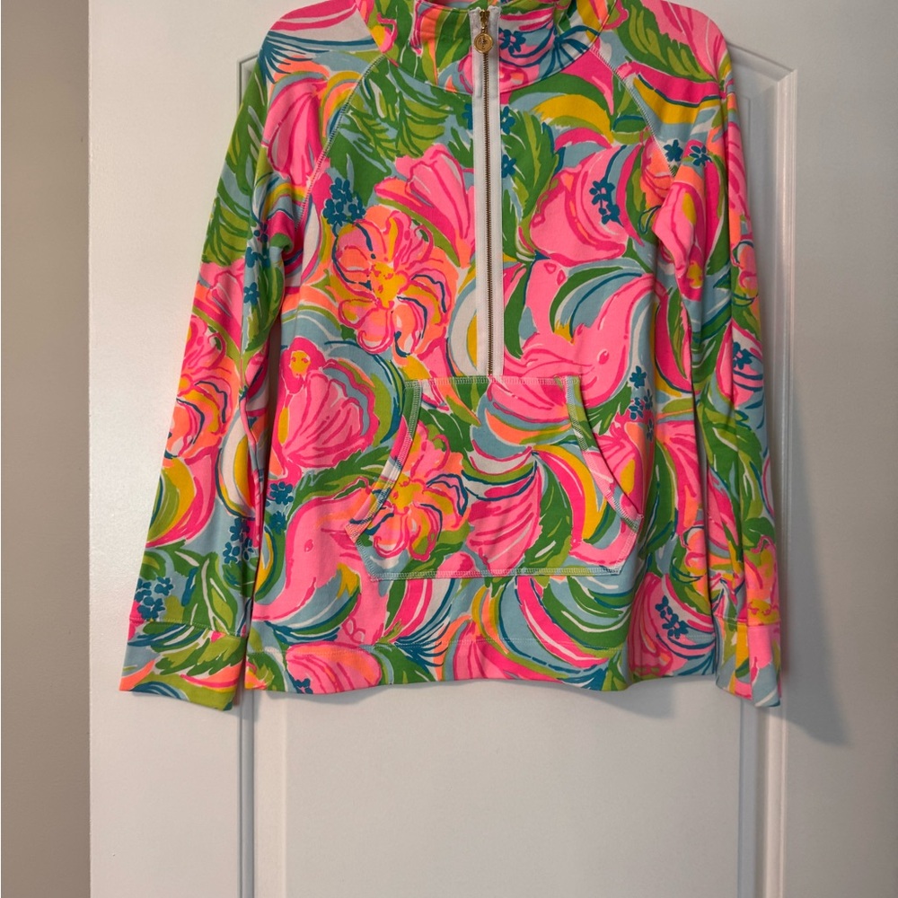 Colorful Floral Quarter-Zip Pullover